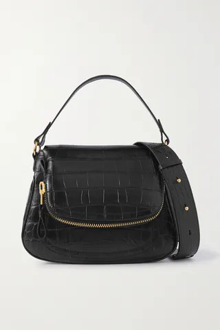 TOM FORD - Jennifer Medium Croc-effect Leather Shoulder Bag - Black
