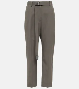 Satin-trimmed cropped pants