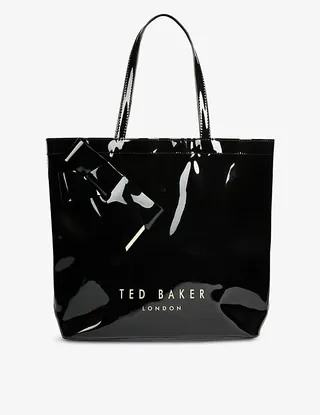 Womens Black Nicon Large Icon Vinyl Tote bag