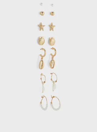 7 Pack Mix Star Fish Earrings Set