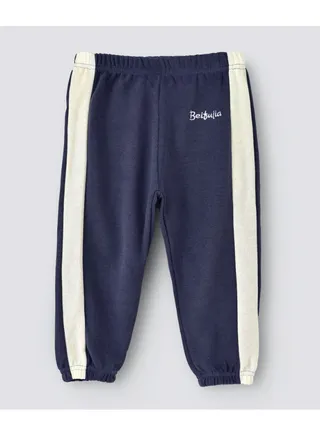 Single Side Stripe Detail Mid-Rise Joggers Blue/White 