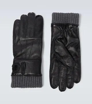 Logo leather gloves
