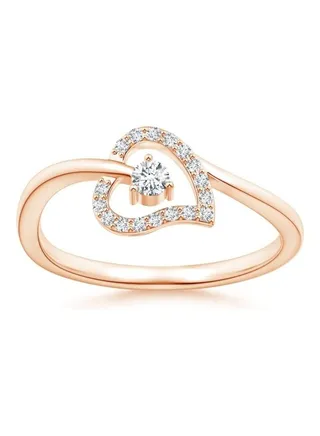 Open Heart Round Diamond Bypass Promise Ring 
