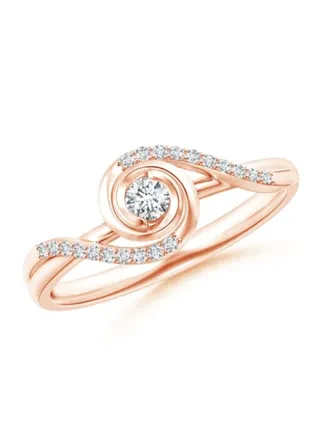 Bypass Round Diamond Spiral Solitaire Ring 
