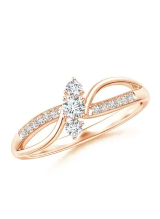 Three Stone Diamond Bypass Split Shank Ring 
