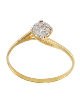 22K Gold 0.07cts Genuine Diamonds Twisted Solitaire Ring 