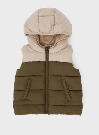 Kids Color Block Hooded Puffer Jacket 