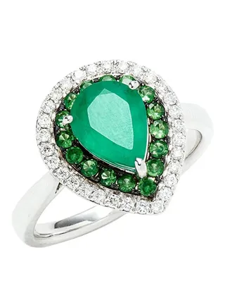 14K White Gold and Multi Stone Ring for Women Size 7 