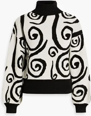 Cara jacquard-knit wool turtleneck sweater