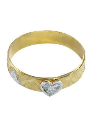 18 Karat Solid Gold Diamonds Heart Band Ring 