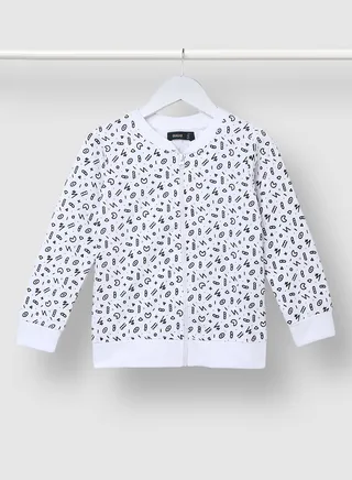 Boys All-Over Print Zip-Up Jacket Black/White 
