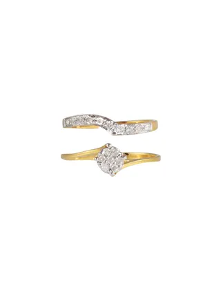 18K Solid Yellow Gold 0.14Cts Genuine Diamonds Twisted Engagement Rings Set 
