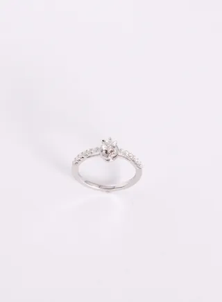 Ring, G/H Color, SI Clarity, 18KW, 12D Round Brilliant 