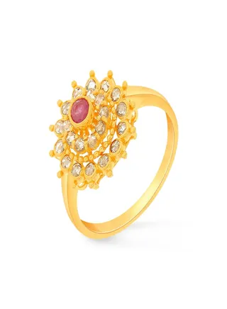 22 Carat 916 Purity Yellow Gold Uncut Diamond Ring EGNPRE222RN1Y14 For Women 
