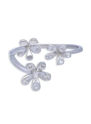 Sterling Silver 925 Flowers Ring FKJRNSLU2068 