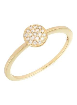 14K Yellow Gold and 0.08 TCW Diamond Ring for Women Size 7 