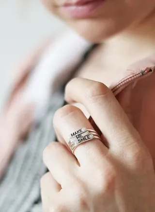 Silver 925 Personalized Stackable Ring with Name 