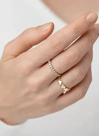 Silver 925 Personalized Tiny Heart Stackable Ring 
