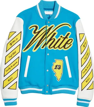 Leather & Virgin Wool Blend Varsity Jacket