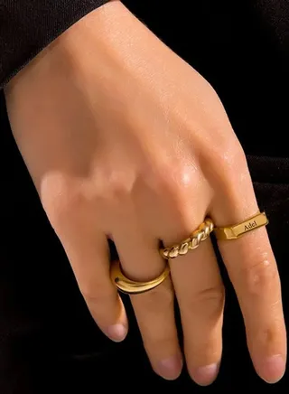 Silver 925 Personalized Bar Stackable Name Ring 