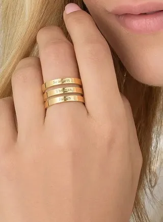 Silver 925 Personalized Three Name Ring 