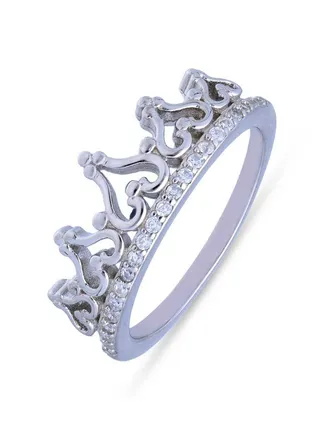 Sterling Silver 925 Crown Shaped Ring FKJRNSLU2070 