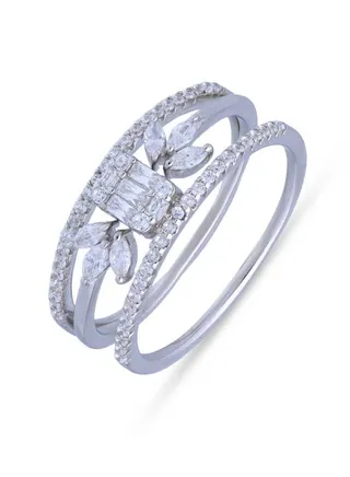 Sterling Silver 925 Leaf Shaped Ring FKJRNSLU2073 