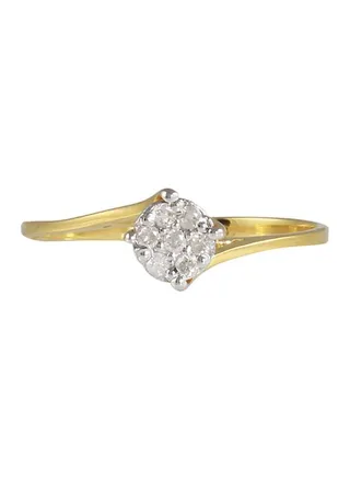 18 Karat Gold Diamonds Twisted Solitaire Ring 