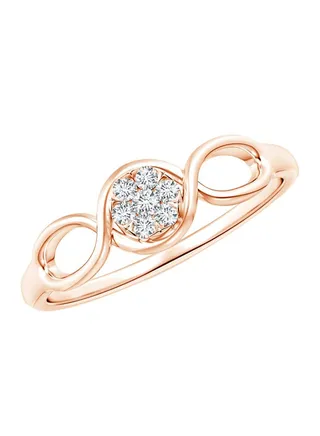 Diamond Cluster Double Helix Promise Ring 