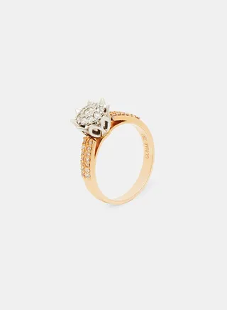 18Kt Rose+White Gold Ring Studded with Natural Diamonds 