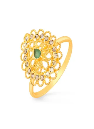 22 Carat 916 Purity Yellow Gold Uncut Diamond Ring EGNREG663RN1Y14 For Women 