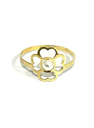 18K Pure Gold Elegant Flower Zircon Stone Ring Size 8 