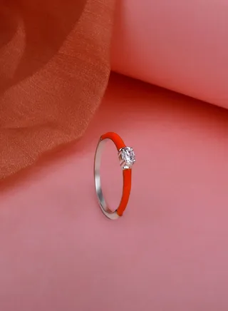 Orange Band Love In 925 Sterling Silver 