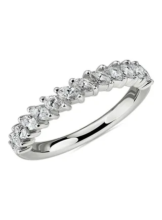 18 Karat White Gold Angled Marquise 0.75ct Diamond Ring 
