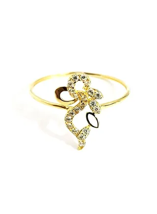18K Pure Gold Flower Zircon Stone Ring Size 8 