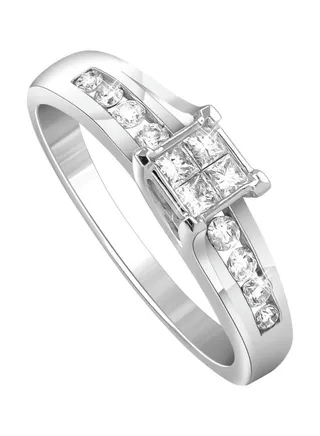 14 Karat White Gold Diamond Studded Ring 