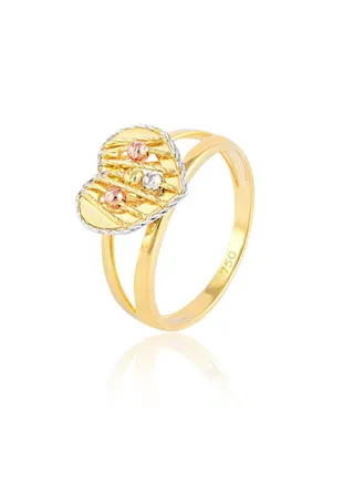18k Gold Heart Ring with Intricate Filigree 