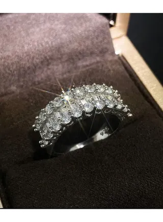 925 Sterling Silver Cubic Zirconia Studded Ring 