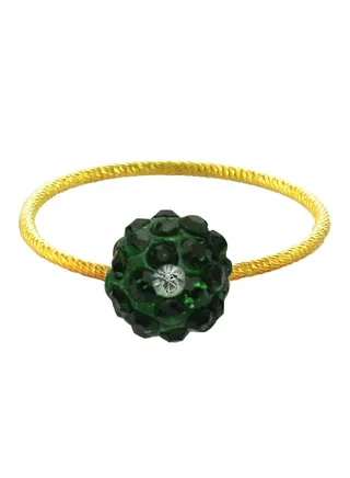 10 Karat Solid Yellow Gold Simple 10 mm Crystal Ball Ring 