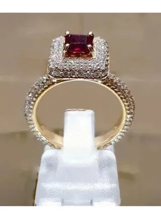 925 Sterling Silver Cubic Zirconia Studded Ring With Gold Coloring 