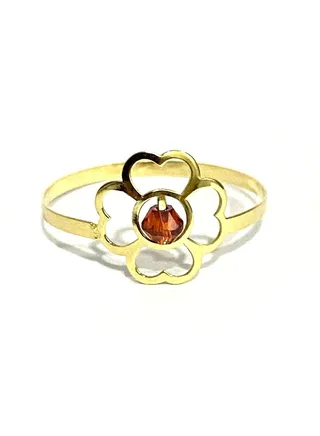 18K Pure Gold Elegant Flower Zircon Stone Ring 
