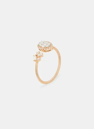 18Kt Rose Gold Ring Studded with Natural Diamonds 
