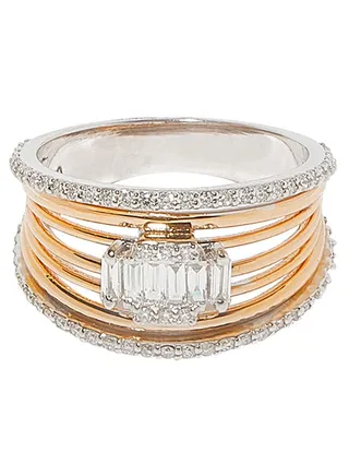 18K Gold Elegant Multilayer Diamond Ring 