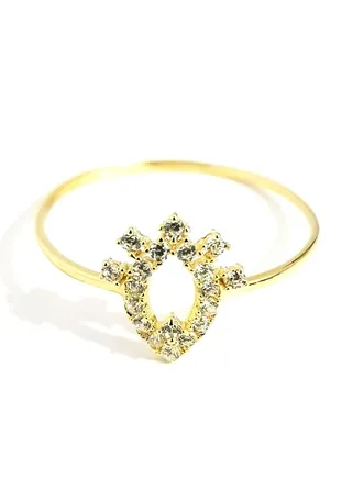 18K Pure Gold Elegant Zircon Stone Ring Size 6.5 