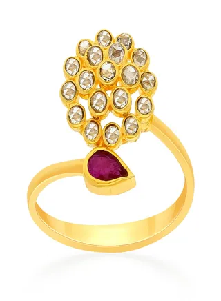 22 Carat 916 Purity Yellow Gold Uncut Diamond Ring EGNPRE224RN1Y13 For Women 