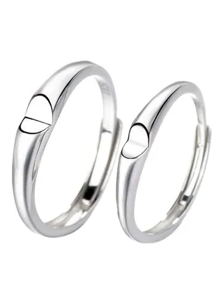 925 Sterling Silver Heart Shaped Couple Ring 