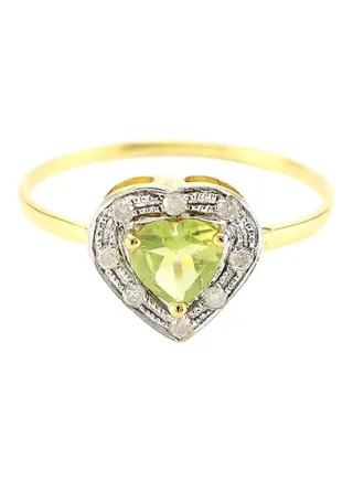 18 Karat Gold Heart Cut Peridot Diamonds Ring 