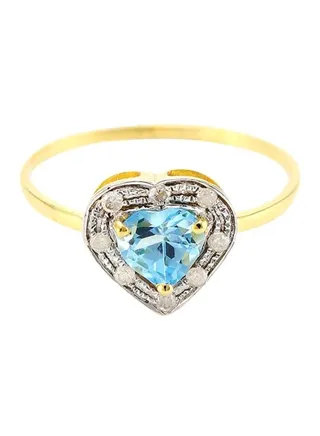 18 Karat Gold Diamonds And Topaz Studed Ring 