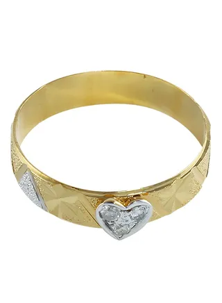 18K Gold Diamond Heart Band Ring 0.06 Carat 