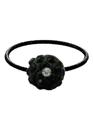 18 Karat Solid Black Gold 10 mm Crystal Ball Ring 